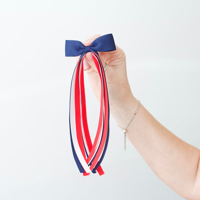 Red, white & blue tail pinch ribbon bows