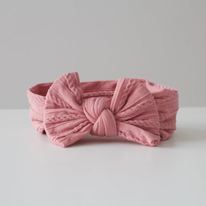 Dusky pink cable headwrap