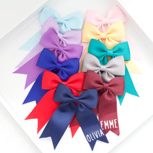 Load image into Gallery viewer, School tail pinch ribbon bows 12 colours - OPTION TO PERSONALISE