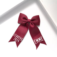 Load image into Gallery viewer, School leavers tail pinch ribbon bows 12 colours - OPTION TO PERSONALISE