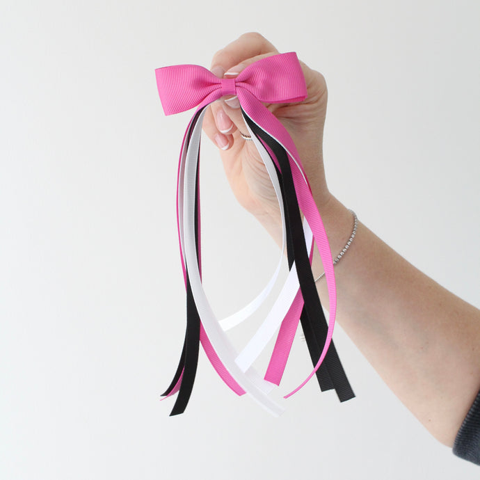 Large gymnastic tail pinch ribbon bows