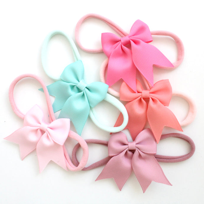 Short tail pinch ribbon bow headbands 27 colours