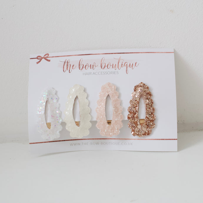 Petite my first neutral glitter snappy clip set