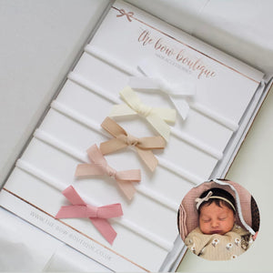 Hand tied neutral ribbon bow headband sets